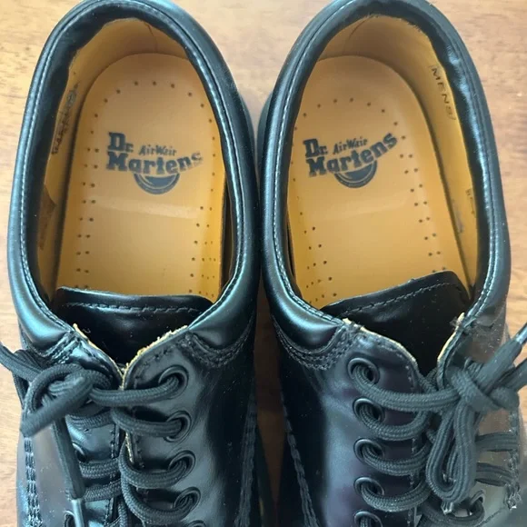 Dr. Martens Black Leather Oxfords with Yellow Stitching - Picture 5 of 7